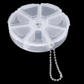 

Plastic 7 Slots Round Daily Weekly 7 Days Tablet Pill Medicine Holder Organizer Pill Craft Beads Jewelry Storage Box Case
