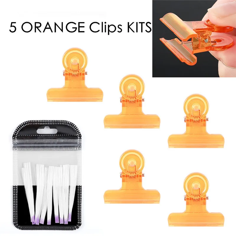 5 ORANGE Clips KITS Набор 5/10 клипсов для ногтей, прозрачный полигель для быстрого наращивания пальцев, для наращивания ногтей, зажимы для маникюра, инструменты для дизайна ногтей - Цвет: 5 ORANGE Clips KITS