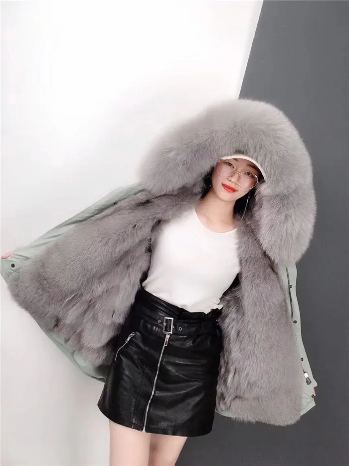 Chaquetas Mujer Женская парка из натурального Лисьего меха, зимняя меховая подкладка из натурального Лисьего меха, пальто для женщин