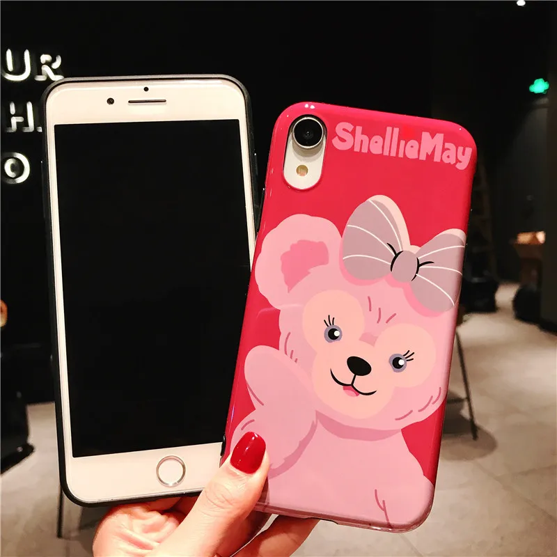 Милый мультяшный аниме розовый медведь чехол для телефона для iPhone 11 pro 6 6S 7 8 Plus XS MAX XR пара Матовая Мягкая IMD задняя крышка Fundas Capa
