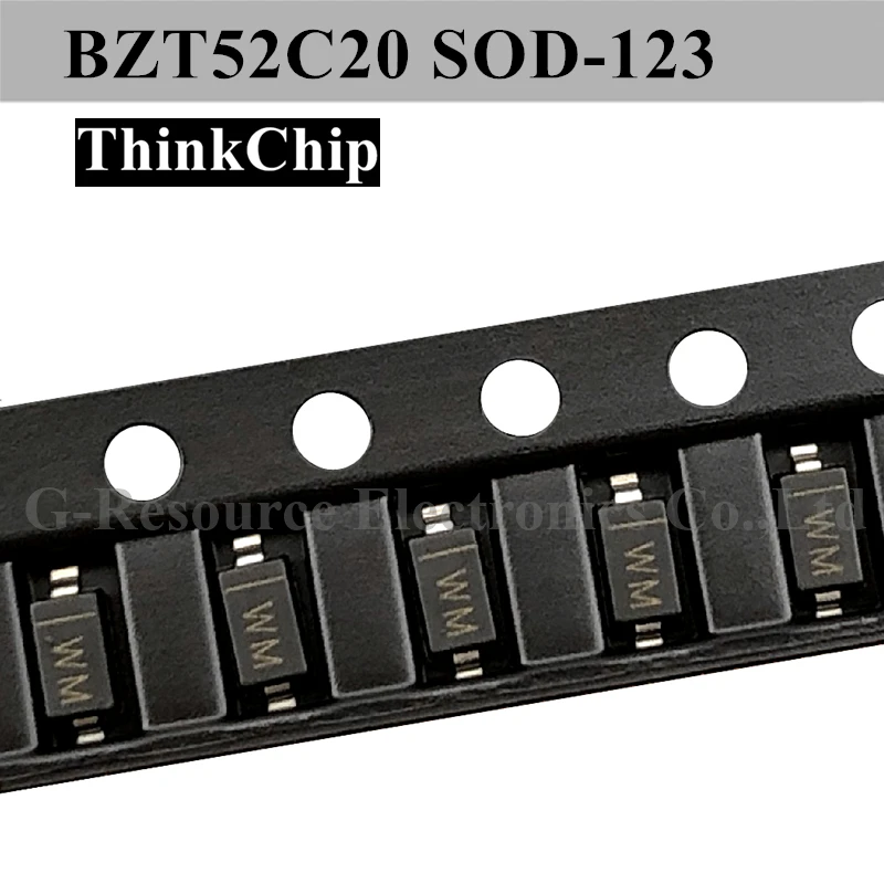 

(100 шт.) BZT52C20 SOD-123 SMD 1206 стабилизированный диод напряжения 20 в (маркировка WM)