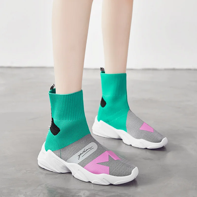 

Elasticity wa zi xie Women's Summer 2019 New Style Korean-style Versatile Thick Bottomed Lightweight Breathable Athletic Shoes W