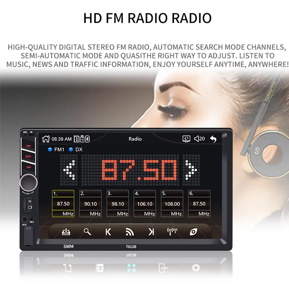 7 дюймов 2 Дина fndroid Apple Carplay автомобильный MP5 плеер FM Радио Bluetooth USB/TF/aux in поддержка для Android/IOS изображение соединение