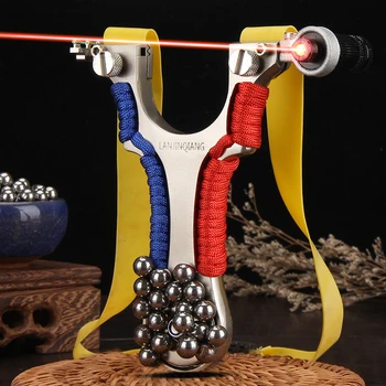 

Alloy Steel Laser Slingshot Infrared Aiming Catapult with Flat Rubber Band Outdoor High Precision Shooting for Beginners