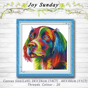 

Rainbow dog animal Patterns 14CT 11CT Counted Cross Stitch Sets embroidery set Needlework kit chinese cross stitch Home decor