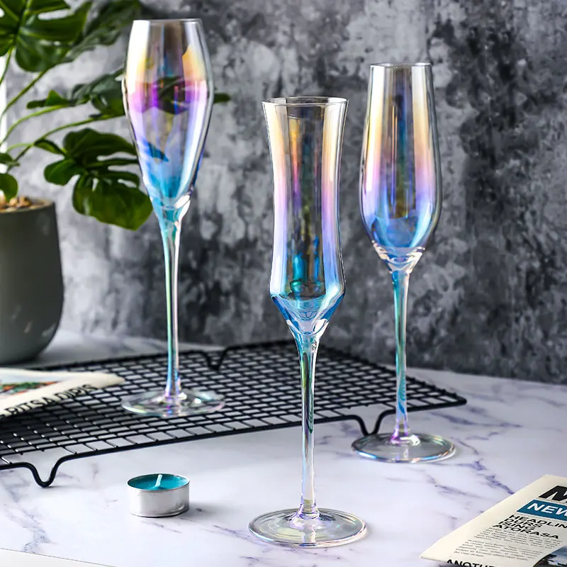 

Goblet Red Wine Glass Home online celebrity Rainbow Cup Gradient Colorful Champagne Wine Glass Decorative Glass