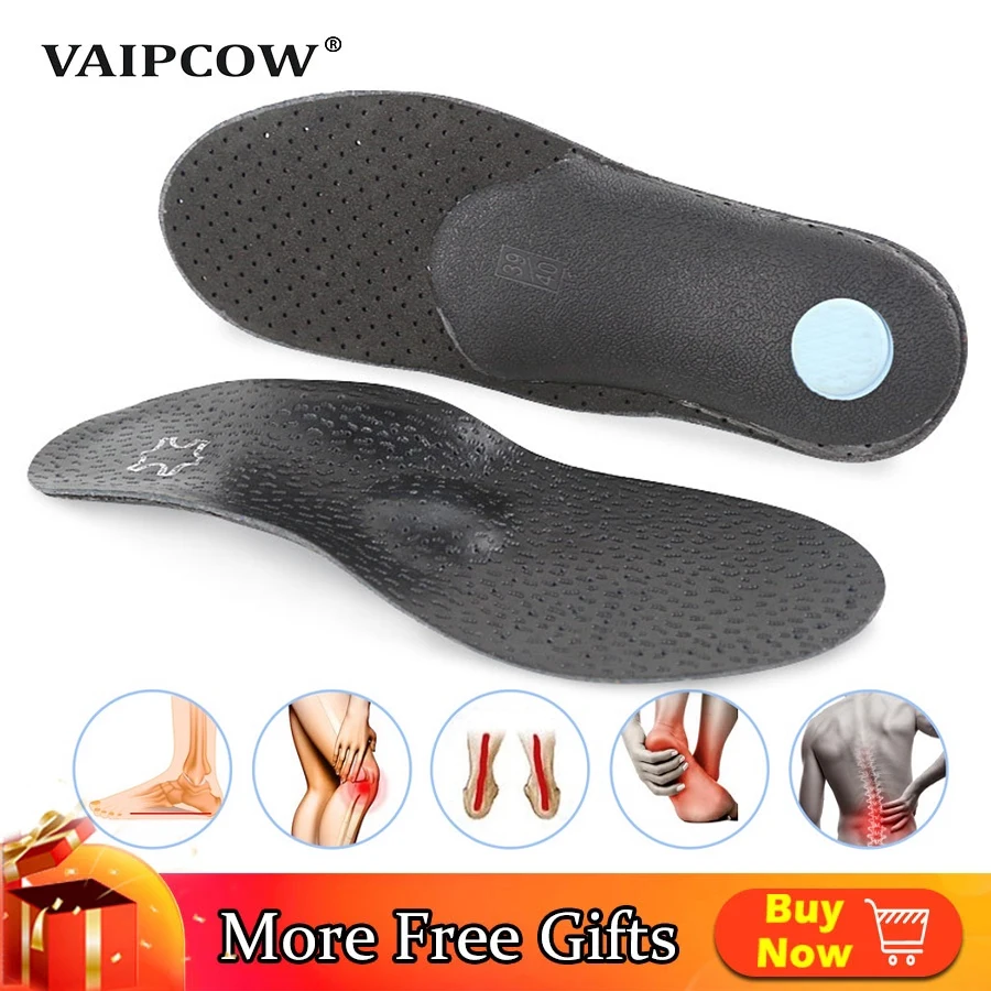 PU Black Leather orthotic insole for Flat Feet Arch Support orthopedic