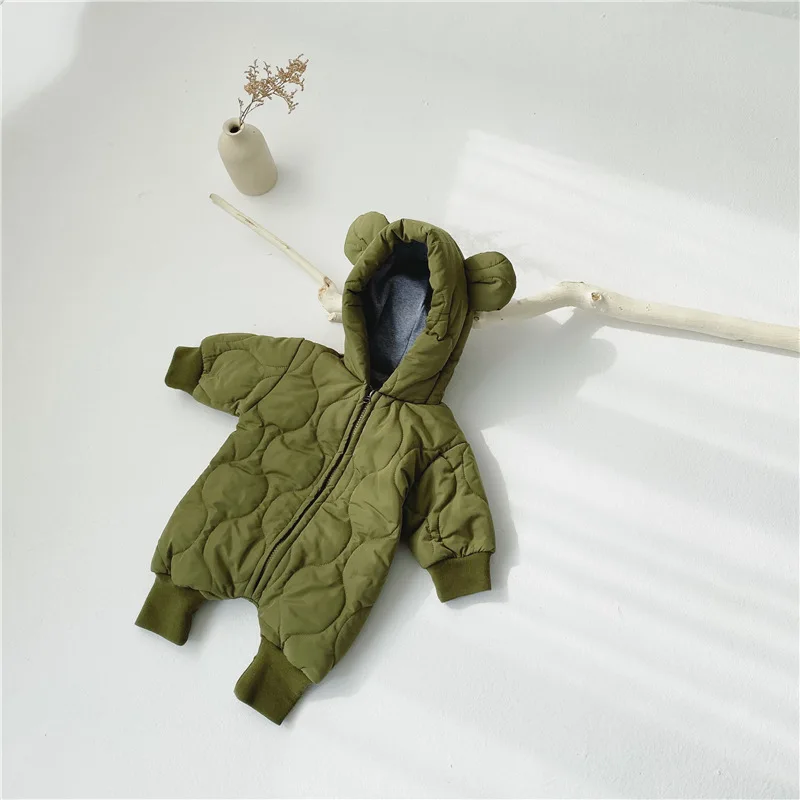 Детский комбинезон с хлопковой подкладкой; детская одежда для мальчиков и девочек; Сезон Зима; - Цвет: Армейский зеленый