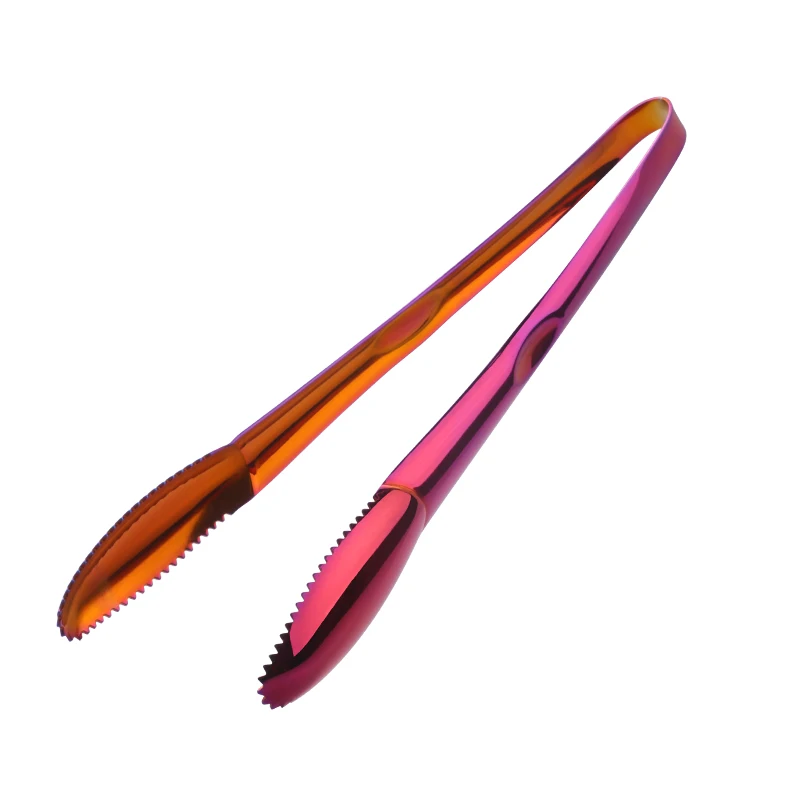 1PC Stainless Steel BBQ Food Bread Tong Barbecue Grill Rainbow Salad Baking Buffet Clamps Ice Clip Utensil Serving Kitchen Tools