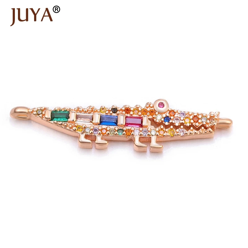 JUYA, новая мода, четыре цвета, соединители животных, популярные кубические циркония, подвески в виде животных, ювелирные изделия, компоненты ручной работы - Цвет: rose gold