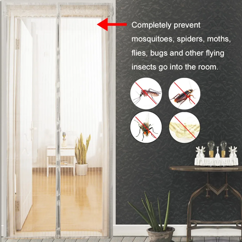 Горячая лето против комаров насекомых муха противомоскитная сетка магнитная сетка Автоматическая закрывающая дверь экран кухонный занавес