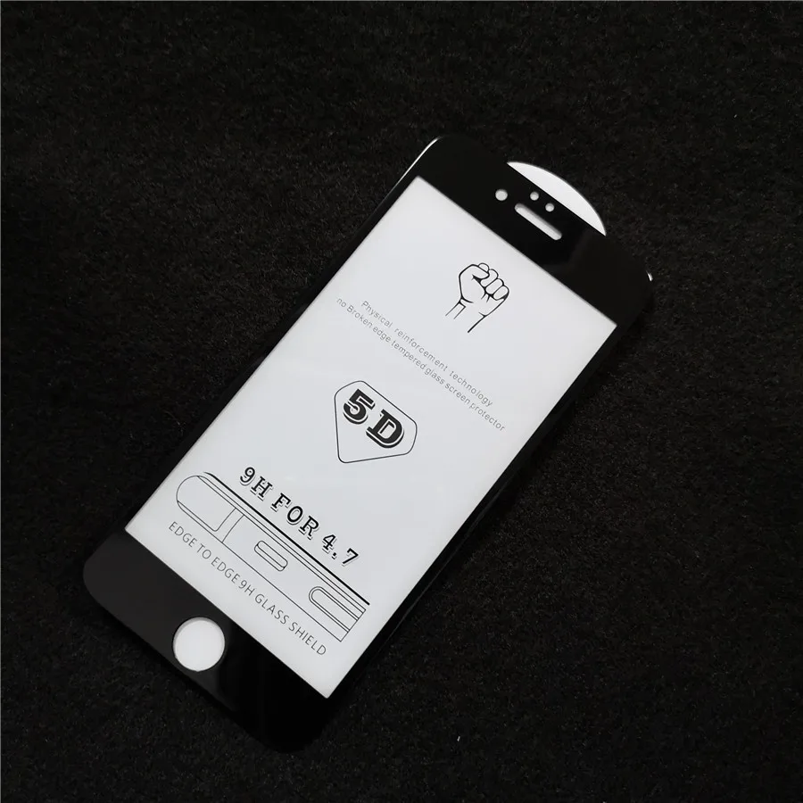 100 шт 5D полное покрытие защитное стекло для iPhone 11 Pro max X XR XS Max 7 8 6 6S Plus закаленное защитное стекло для экрана в розничной упаковке