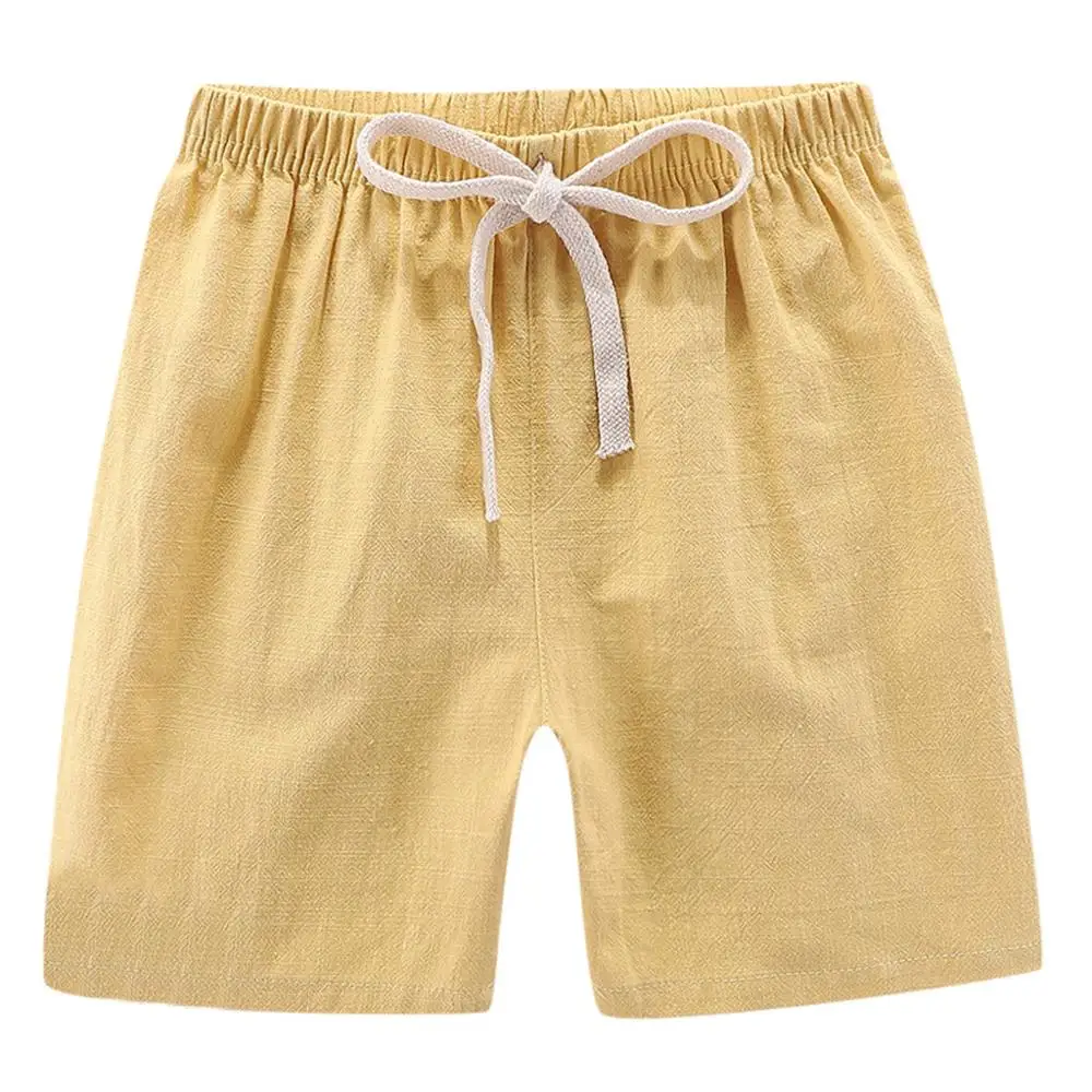Шорты для детей модные летние детские льняные повседневные шорты для мальчиков и девочек штаны с эластичной резинкой на талии A40 - Цвет: Yellow