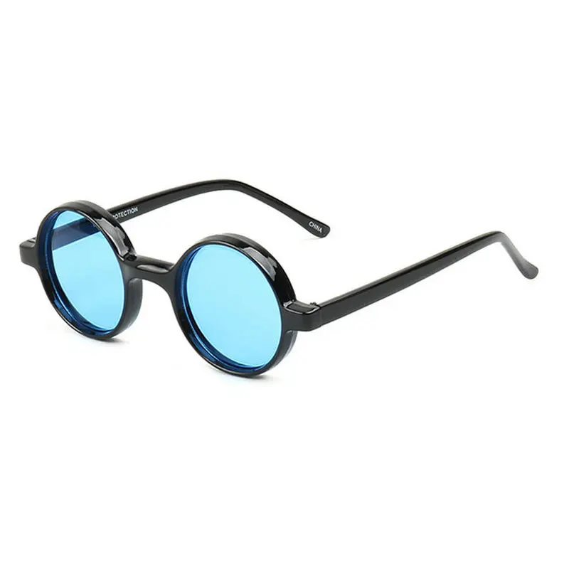Винтажные Круглые Солнцезащитные очки для женщин, брендовые дизайнерские солнцезащитные очки, женские модные очки в стиле ретро, маленькие круглые очки, UV400 FML - Цвет линз: black blue