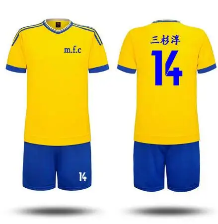 Капитан Цубаса Мусаши школа MFC наборы одежды № 14 Jun Misugi Косплей футбол Джерси для взрослых и детей