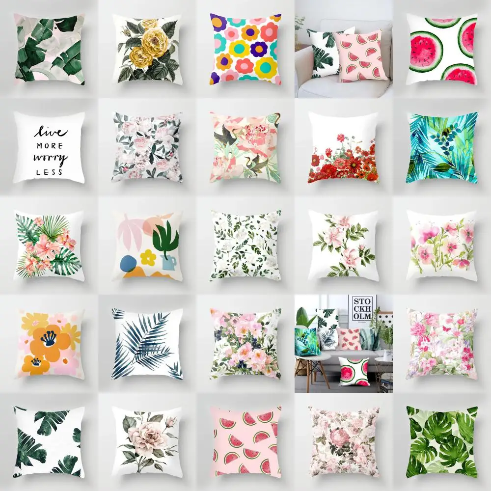 Green Plant Pillow Cover Throw Pillows for Living Room Sofa Office Cushion Watermelon Flower Case Car Home Decor | Дом и сад