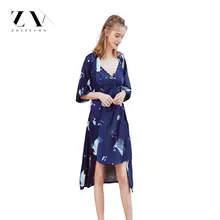 ZOLEEVON Ночная сорочка Осенняя зимняя халат костюм женские шелковые пижамы 2 шт