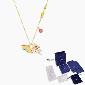 

2020 Fashion SWA New OUT OF THIS WORLD UNICORN Necklace Colorful Unicorn Decoration Golden Necklace Women Popular Jewelry Gifts