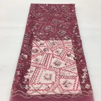 

pink African Lace Fabric Embroidered Nigerian Organza Sequin Lace Fabric 2020 High Quality French Tulle Lace Fabric