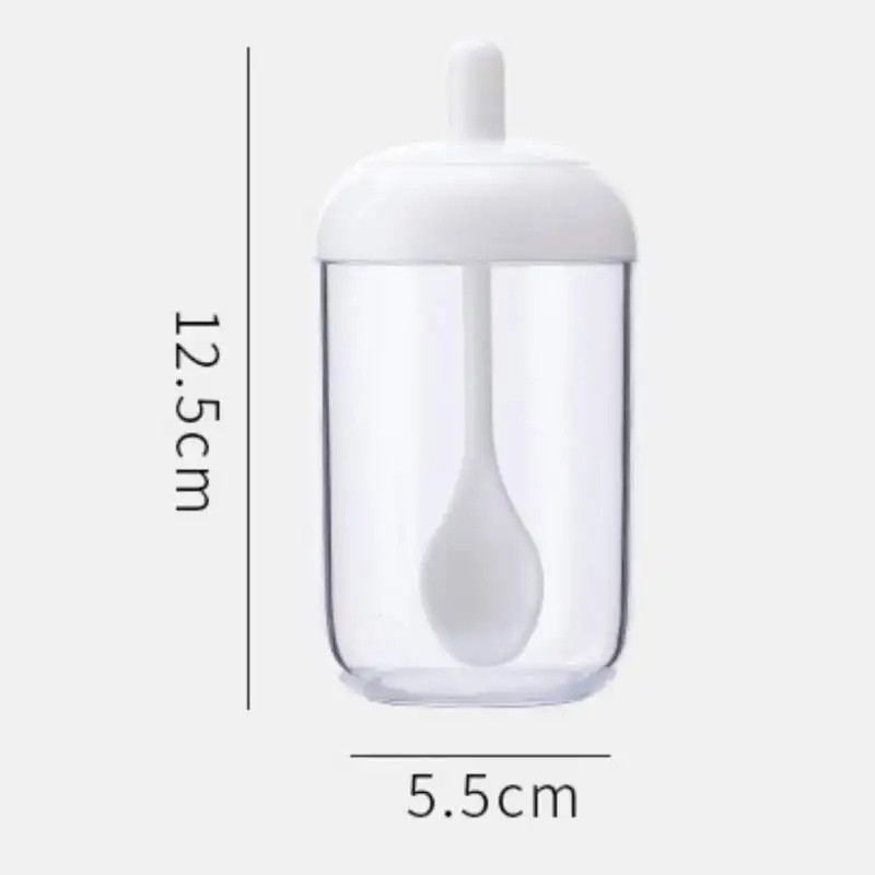 Kitchen One Practical Moisture-Proof Sauce Seasoning Jar With Spoon Condiment Pots Clear Spices ContainerHF