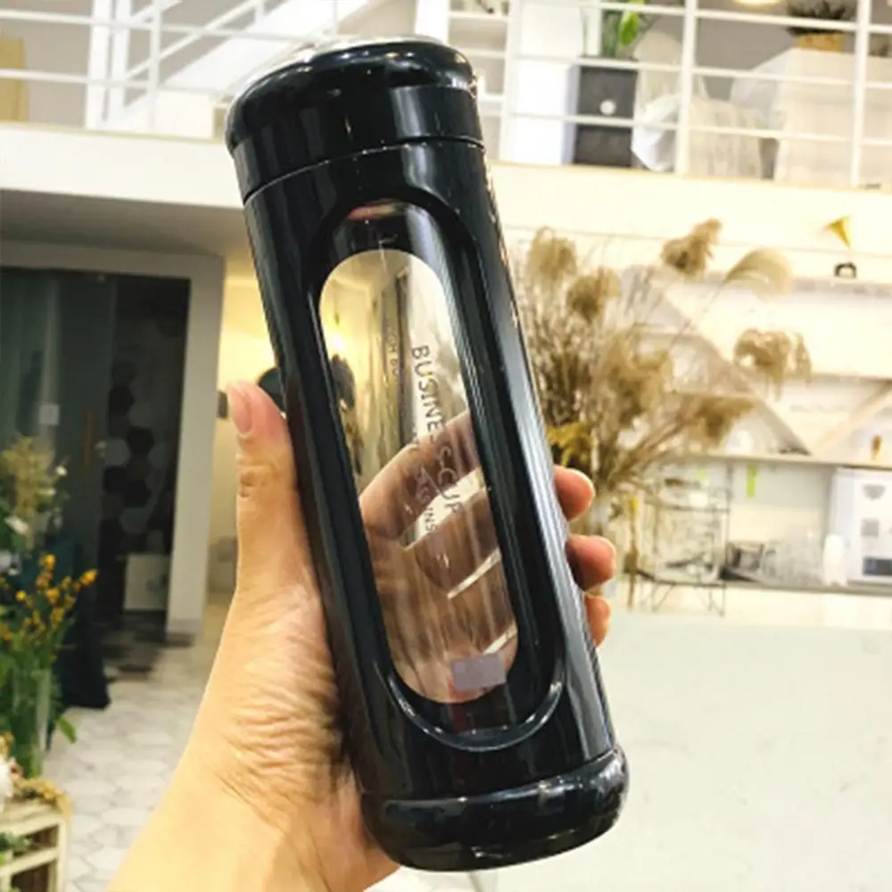 Coffee Стеклянная бутылка для воды с пластиковым рукавом герметичная чашка BPA-Free для путешествий дома многоразовые Экологически чистые безопасные ежедневное потребление - Цвет: Coffee