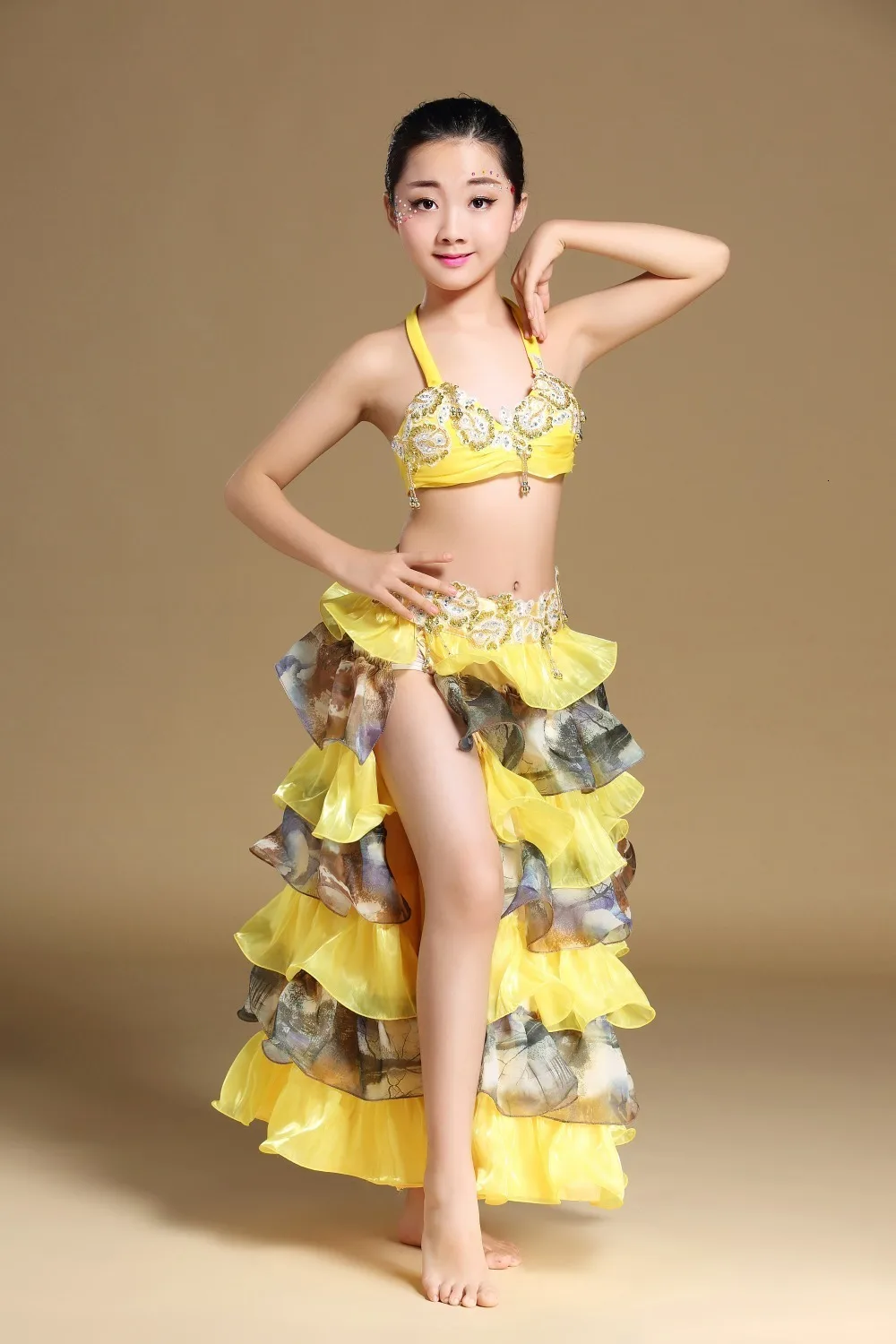 Children Belly Dance Costume Set Stage Performance Belly Dancing Clothes for girls Oriental dance Skirts Outfit Kids bra skirt