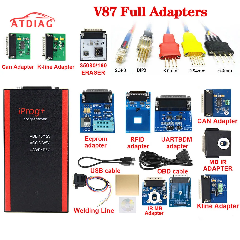 V87 Iprog+ Key Programmer Support IMMO + Reset Iprog Pro Till with 11 adapte