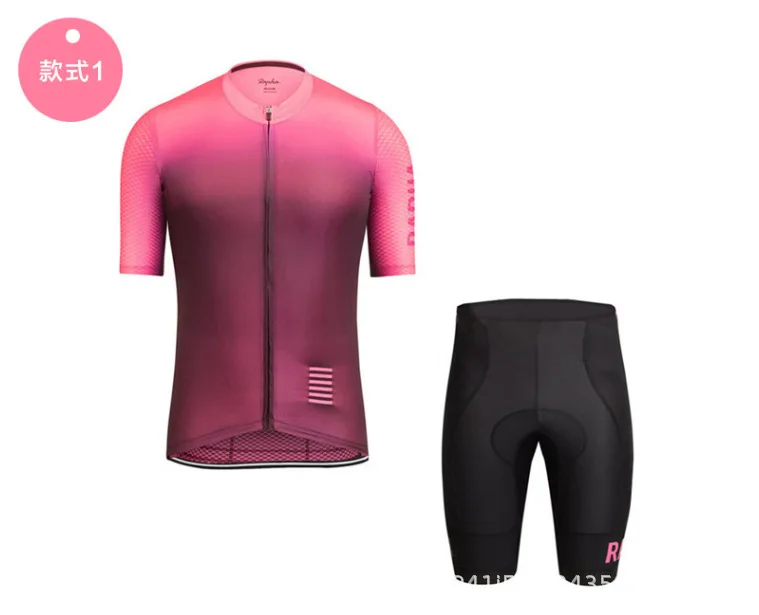 16Rapha команда летнее Джерси короткий рукав комплект велосипед рубашка Открытый велосипед быстросохнущие Топы Шорты - Цвет: Розовый