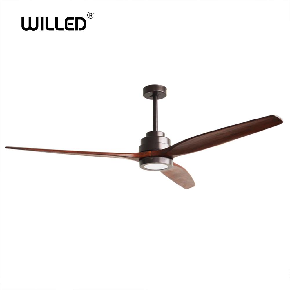 Американский Ретро светодиодный потолочный вентилятор для гостиной 110 V/220 V деревянные потолочные вентиляторы с подсветкой 60 дюймовые лопатки Вентилятор охлаждения