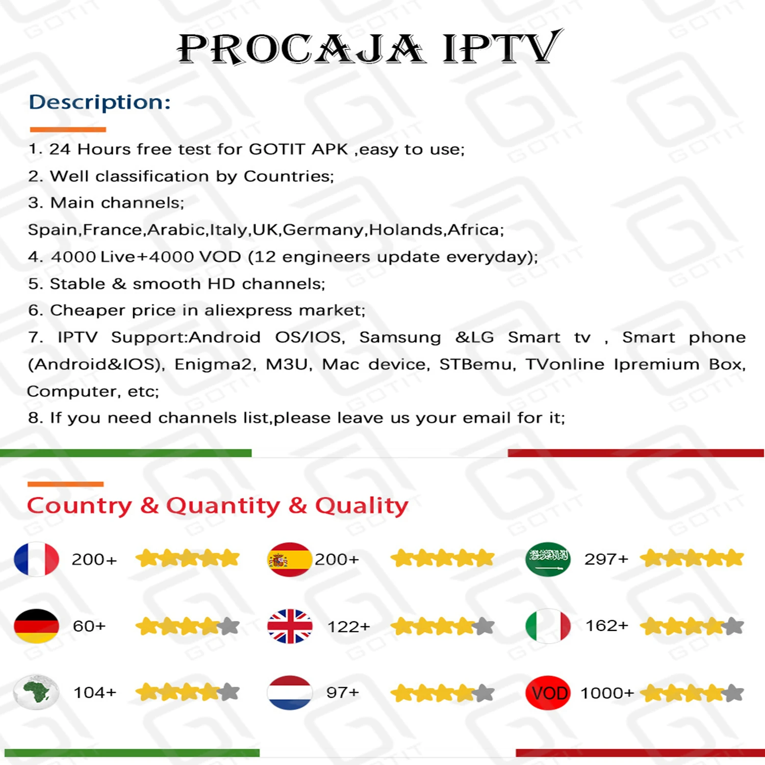 Испания платные ТВ подписки каналы Спорт HD 3500 live+ VOD Арабский ТВ Поддержка smart tv m3u ios ip tv box Франция Espana арабский
