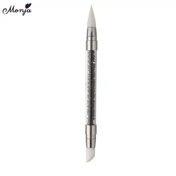 

Monja Dual End Rhinestone Crystal Nail Art Brush Silicone Head Carving Emboss Shaping Hollow Sculpture Dotting Pen Manicure Tool
