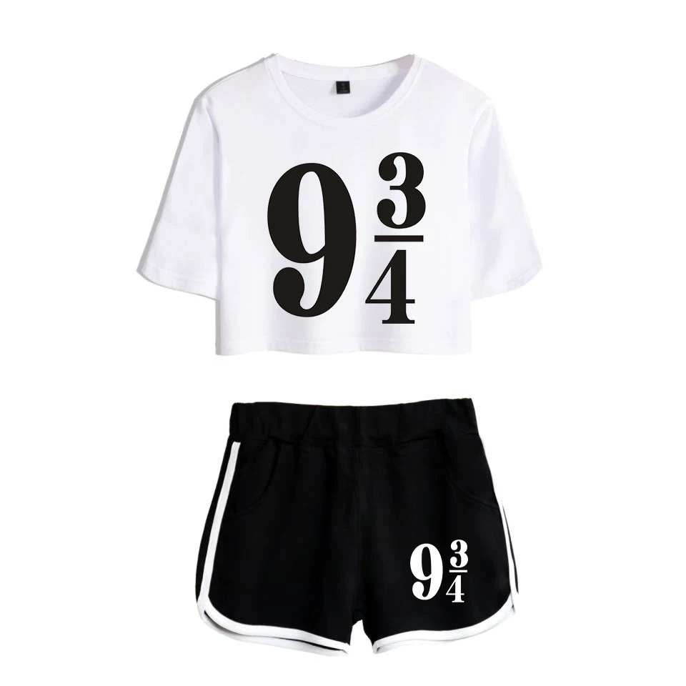 two piece sets HARRYS Glasses Printed Two Piece Set Short Sleeve Crop Top + Shorts Sweat Suits Women Tracksuit Two Piece Outfits Girl Sets ladies loungewear