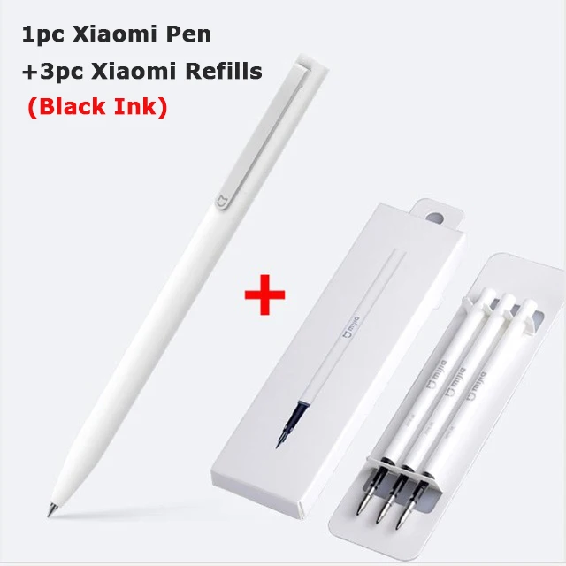 1 pen and 3 refill Xiao mi Sign Pen mi jia 9,5 мм mi Signing Pens/mi jia Заправка для ручек черный PREMEC гладкая швейцарская заправка OEM синие/черные чернила - Цвет: 1 pen and 3 refill