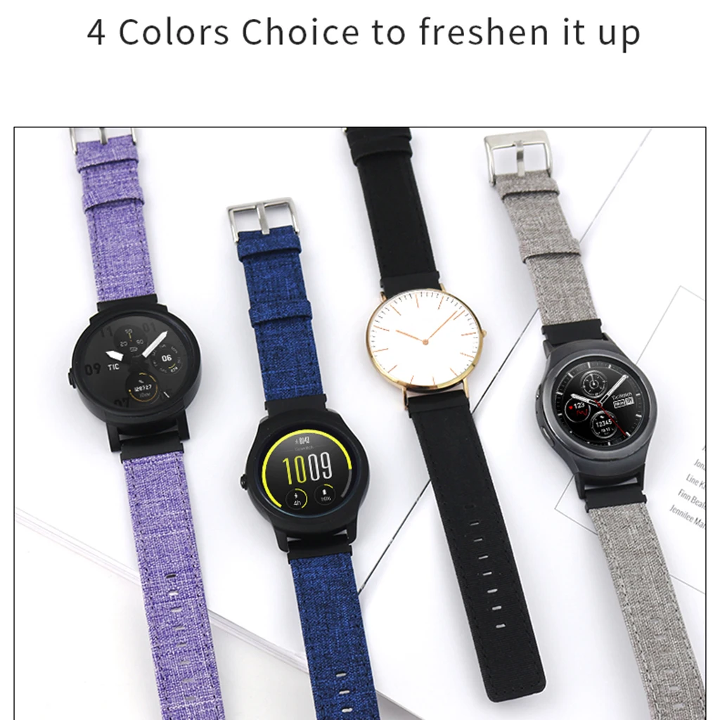 20 мм холщовый ремешок для Amazfit Bip Ticwatch 2 Браслет Huawei Watch браслет аксессуары часов