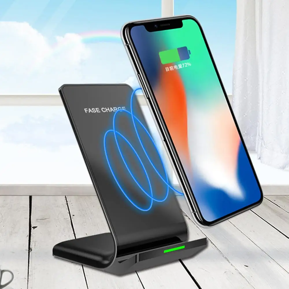 AZiMiYO 10 Вт Qi Беспроводное зарядное устройство подставка для iPhone 11 Pro Max X XS XR 8 8 Plus Беспроводное зарядное устройство для Samsung Galaxy S9 S10 S8 S10E быстрый беспроводной зарядный блок для huawei mate 30 Pro Беспроводное зарядное утройство для телефона