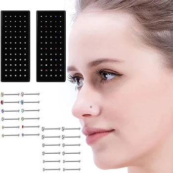

120 Pc Stainless Steel Nose Stud Piercing Set For Men Women Body Piercing Set(Color) Lasting Longer Silver Body Piercing Jewelry