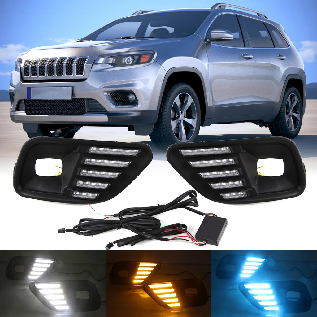 Светодиодные дневные фары DRL Для Jeep Cherokee 2019 2020 ходовые огни Mustang стильные