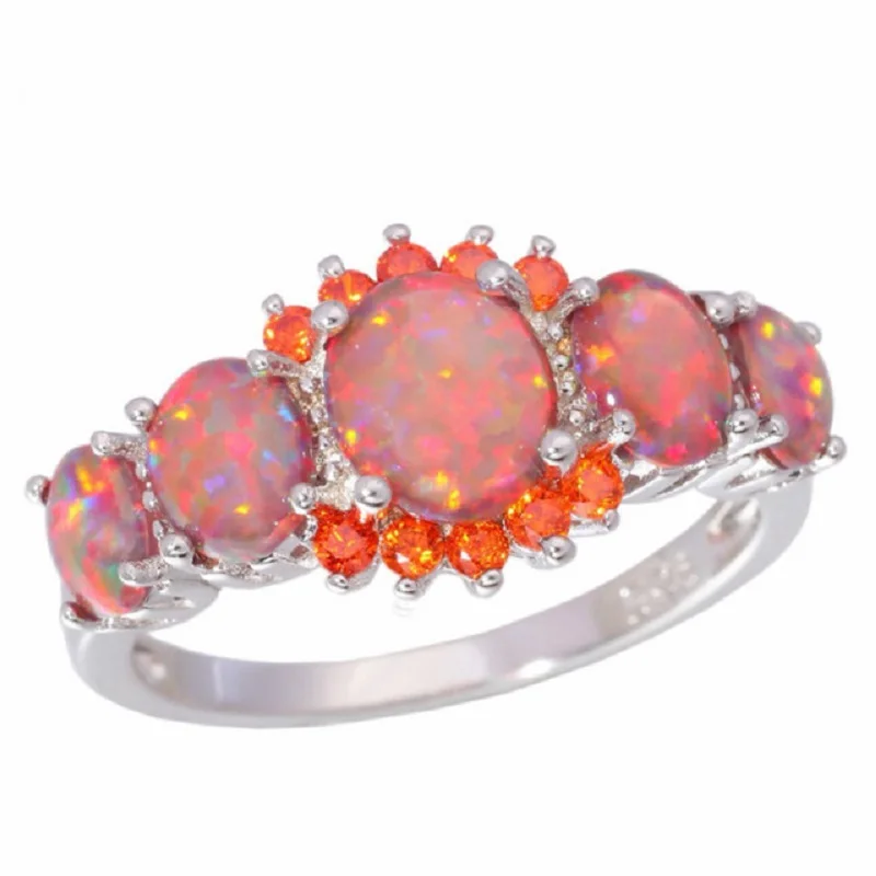 

Unique Design Of Five Orange Oval Lady Rings Wedding Rings Bride Engagement Ring Size 5-12
