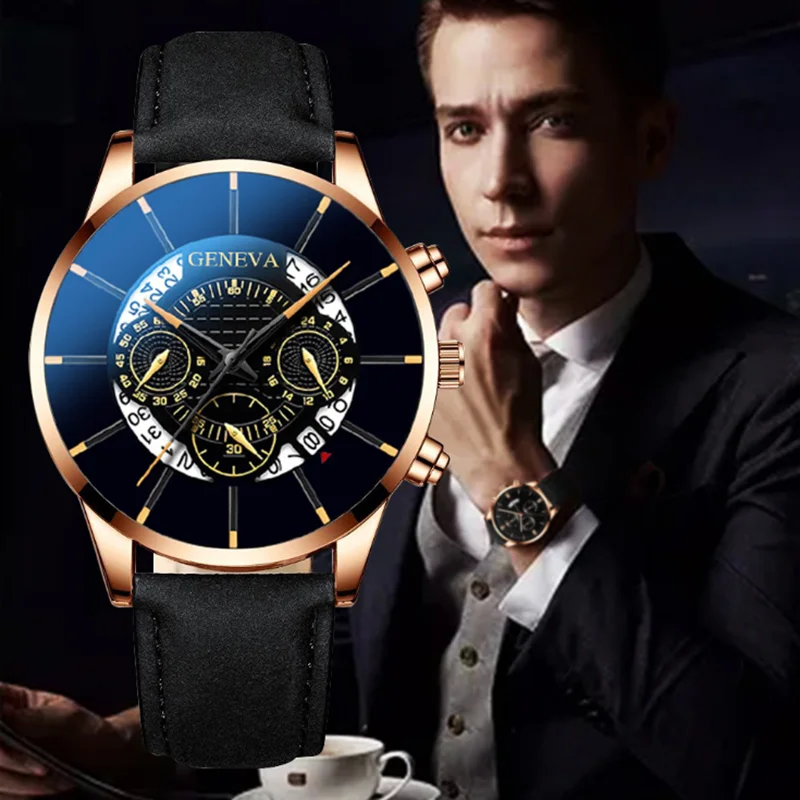 

2020 New Quartz Men Leather Business Watches Luxury Clock Sport Simple Saterproof Wrist Big Dial Mens Watch relogio masculino