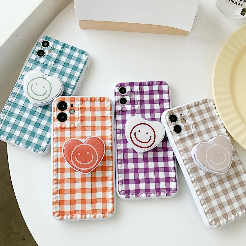 Корейский ins grid love smiley 3D чехол для телефона с подставкой iPhone 11 Pro Max XS XR X 7 8 Plus se 2020