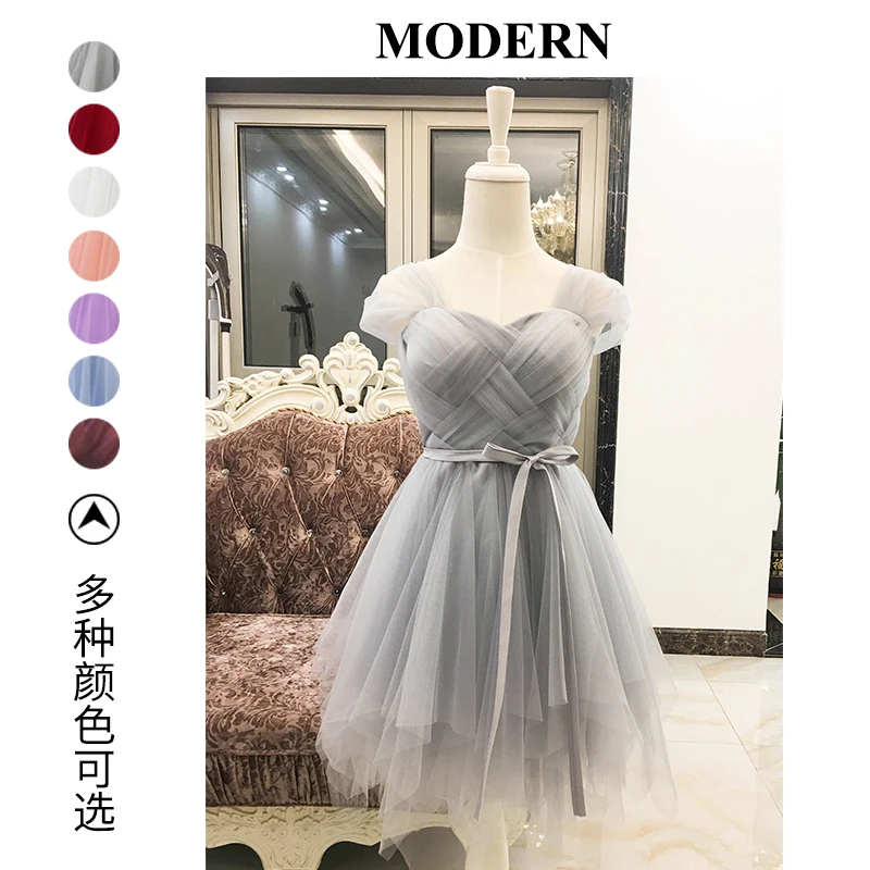 Короткое белое синее розовое элегантное платье подружки невесты гость свадебное