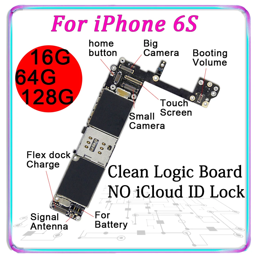 Оригинальная разблокированная материнская плата для iPhone 6S с/без Touch ID MB, бесплатный iCloud материнская плата для iPhone 6 S панель