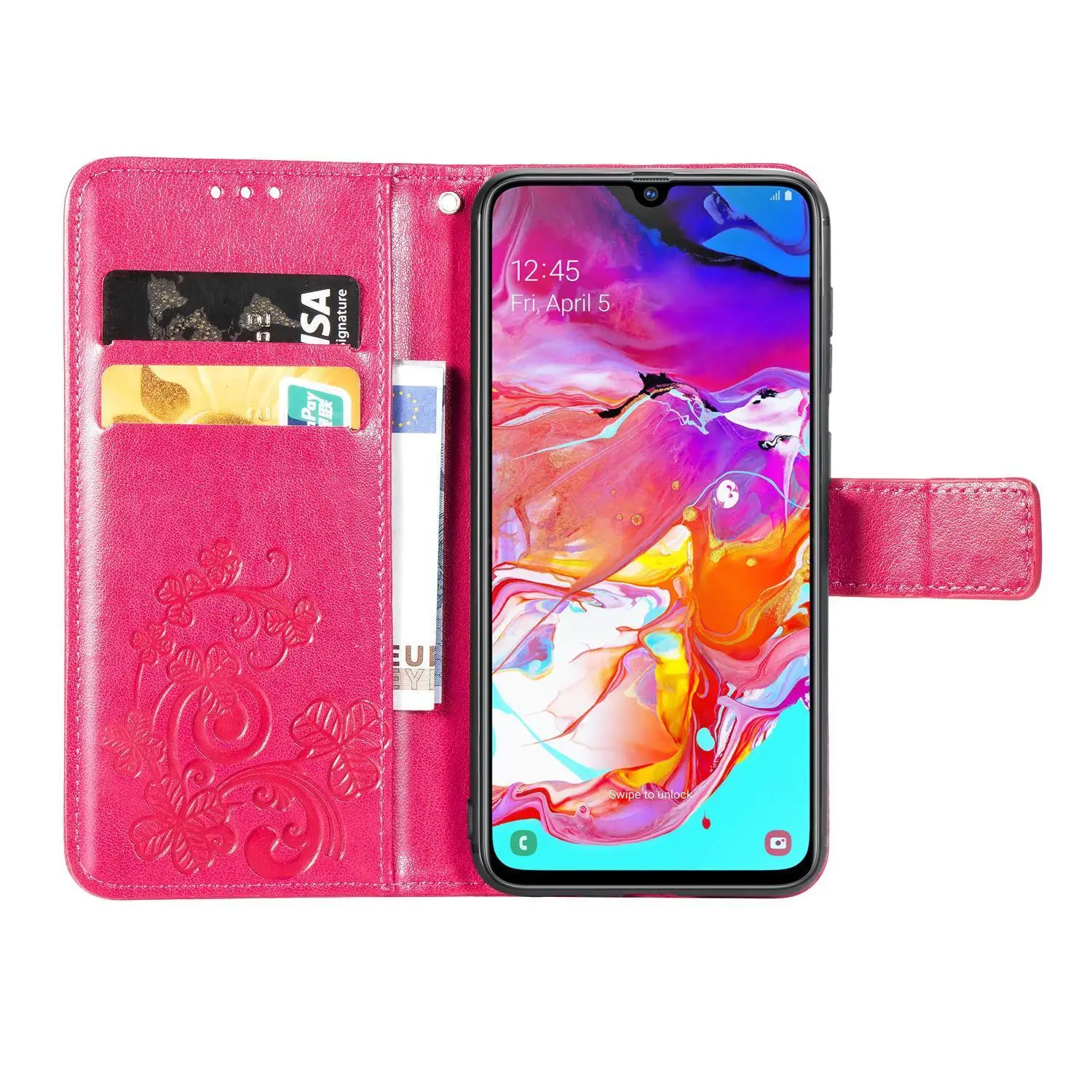 Чехол-бумажник чехол для samsung Galaxy A90 5G A70 A60 A50 A40 A30 A20 A10 в виде четырехлистного клевера тисненый кожаный чехол-портмоне с откидной крышкой A10S A20S A10E A20E Coque