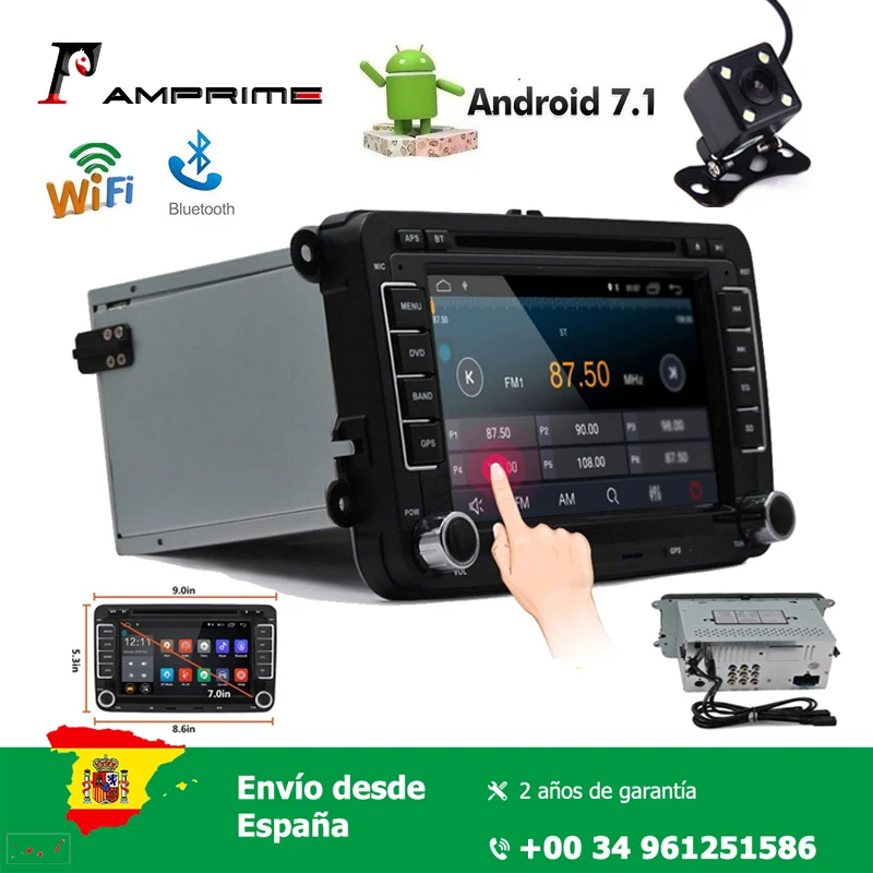  AMPrime 7.1'' Car Radio 2 Din Multimedia player Capacitive Touch screen Mirror Link Wifi GPS Naviga