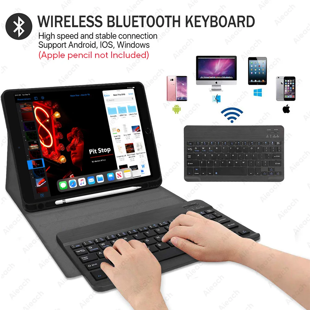 Чехол с клавиатурой для iPad Air 3 2 1 чехол держателем карандашей и Bluetooth 2019 10 5 9 7