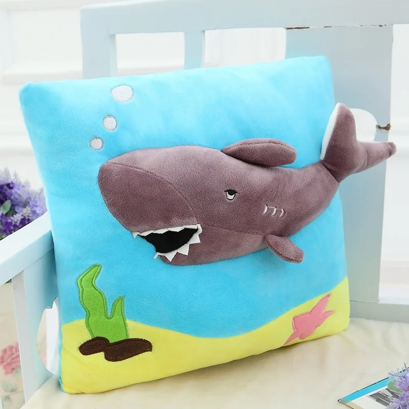 

Playful Wind Summer New Products Cartoon Stereo Shark Square Pillow Cute Sofa Bedside Pillow Cushion