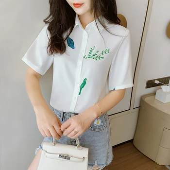 

COIGARSAM Fashion Print blouse women New Summer Short Sleeve Chiffon blusas womens tops and blouses 223