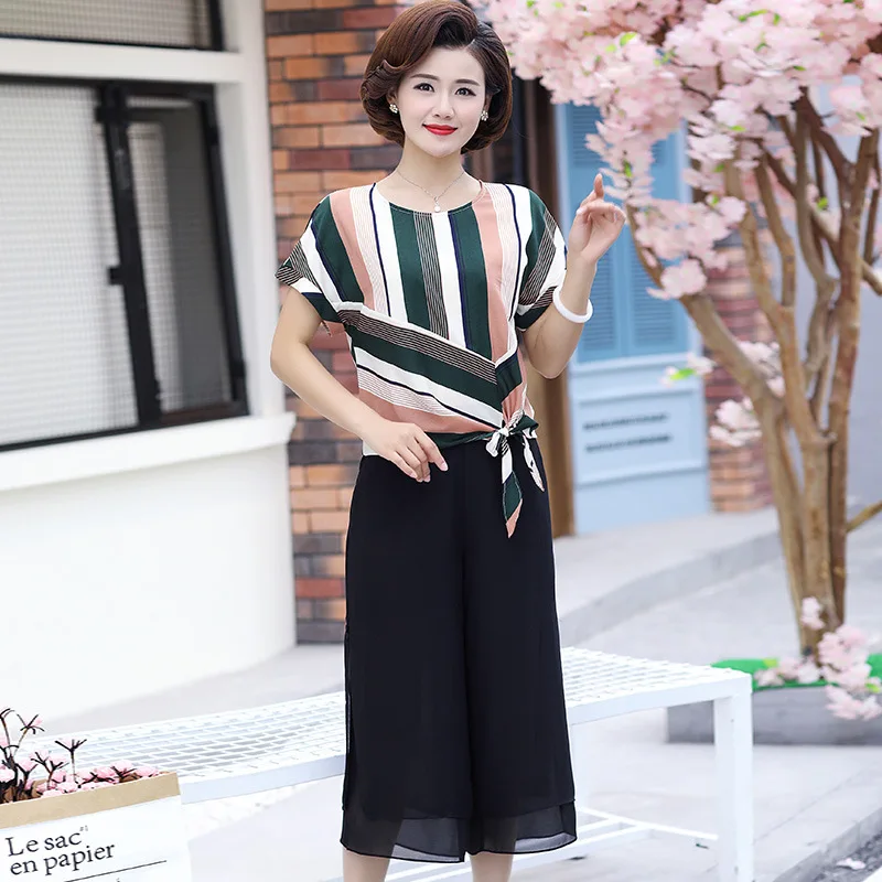 

Mom Summer Wear Western Style Short-sleeved Top 30-Year-Old 40 Middle-aged WOMEN'S Dress Elegant 2019 New Style Middle-aged Fash