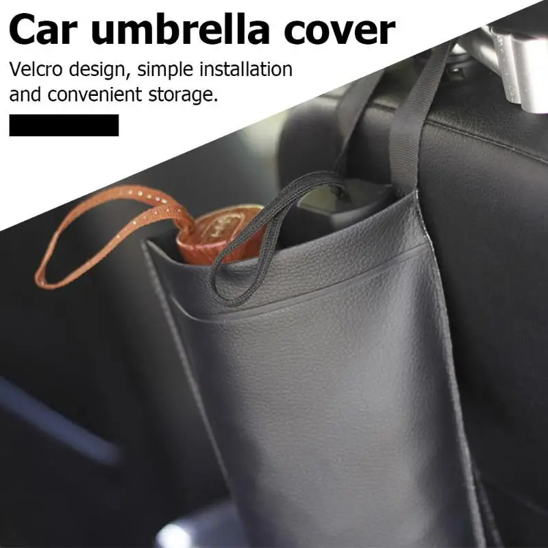 Universal Car Seat Back Umbrella Holder Synthetic Leather Waterproof Storage Bag Auto Accessories Folding Long Handle Umbrella