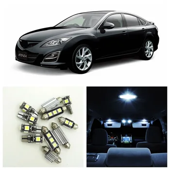 

12pcs Xenon White LED Light Bulbs Interior Package Kit For 2009 2010 2011 Mazda 6 Map Dome Trunk License Plate Lamp